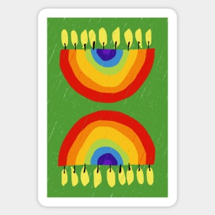 Rainbow Chanukiah Green Print Sticker